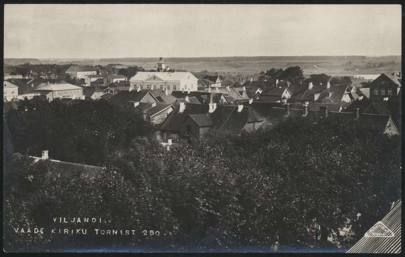 fotopostkaart, Viljandi, linn Jaani kiriku tornist, u 1905