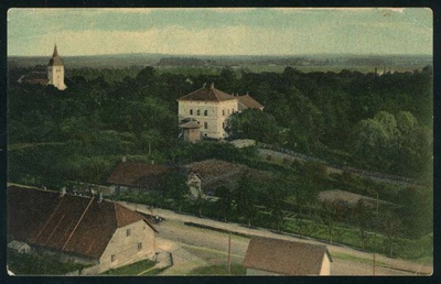 fotopostkaart, Viljandi, uus mõisahoone, ümbrus, Pauluse kiriku tornist, koloreeritud, u 1912, Verlag von E. Ring  duplicate photo