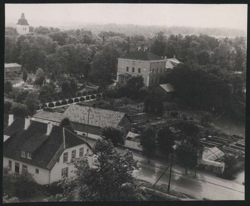 fotokoopia, Viljandi, linn Pauluse kiriku tornist, mõisa peahoone, u 1925
