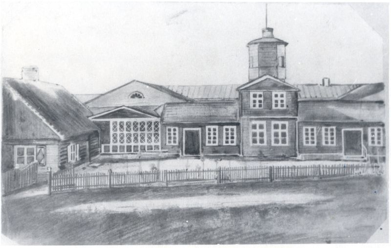 Foto. Leopold Bergfeldti supelasutus Haapsalus 1856.a. esialgsel kujul. Pildistatud jooniselt. 1964. Fotogr. M. Arro.
