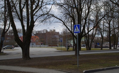 Rakvere, view from Kastani Street to the fortress rephoto