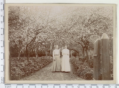 Pagari mõisa aed ja kaks vana teenijat 1912  duplicate photo