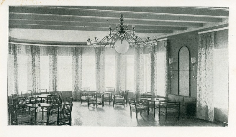 Fotopostkaart. Hall Rannahotellis. Pärnu. 1939