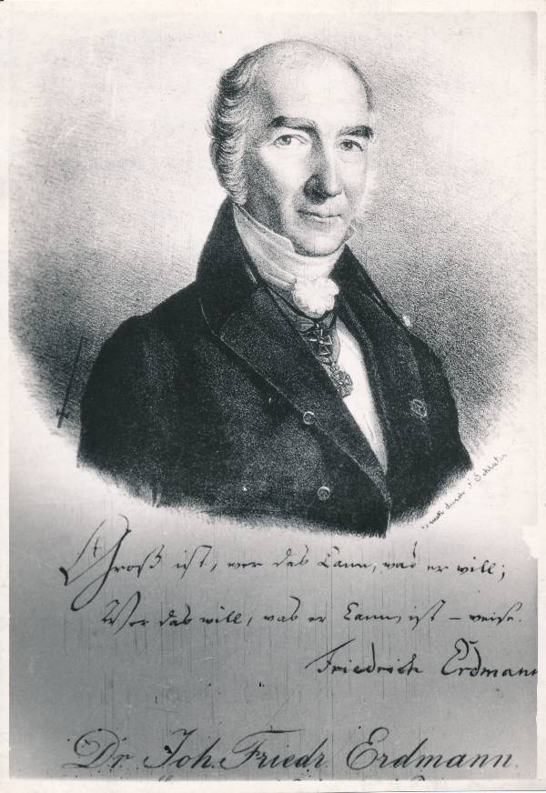 Portreefoto. TÜ Patoloogiaprofessor Johann Friedrich Erdmann (1778–1846). 19.sajand.