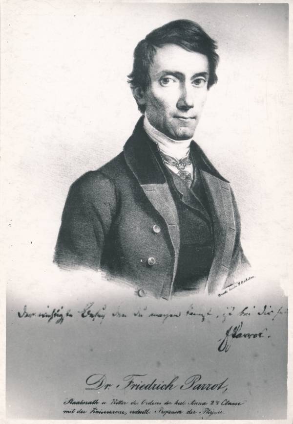 Portreefoto. TÜ Füüsikaprofessor Jean Jacques Friedrich Wilhelm Parrot (1791–1841). 19.sajand.