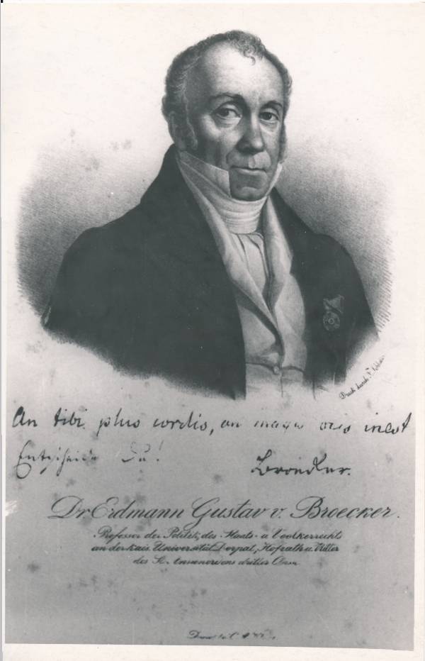 Portreefoto. TÜ Riigiõiguse professor Dr Erdmann Gustav von Broecker (1784-1854). 19.sajand.