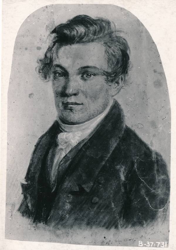 Fotokoopia A.J.Klünderi joonistusest. Arst, kirjanik ja keeleteadlane Friedrich Robert Faehlmann. 1826.a.