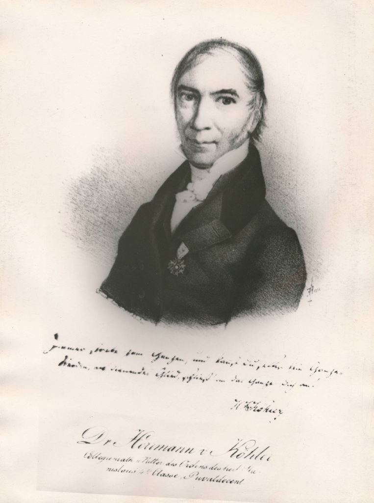Portreefoto. TÜ kohtumeditsiini dotsent Hermann Johann Köhler (1792-1860). 19. sajand.