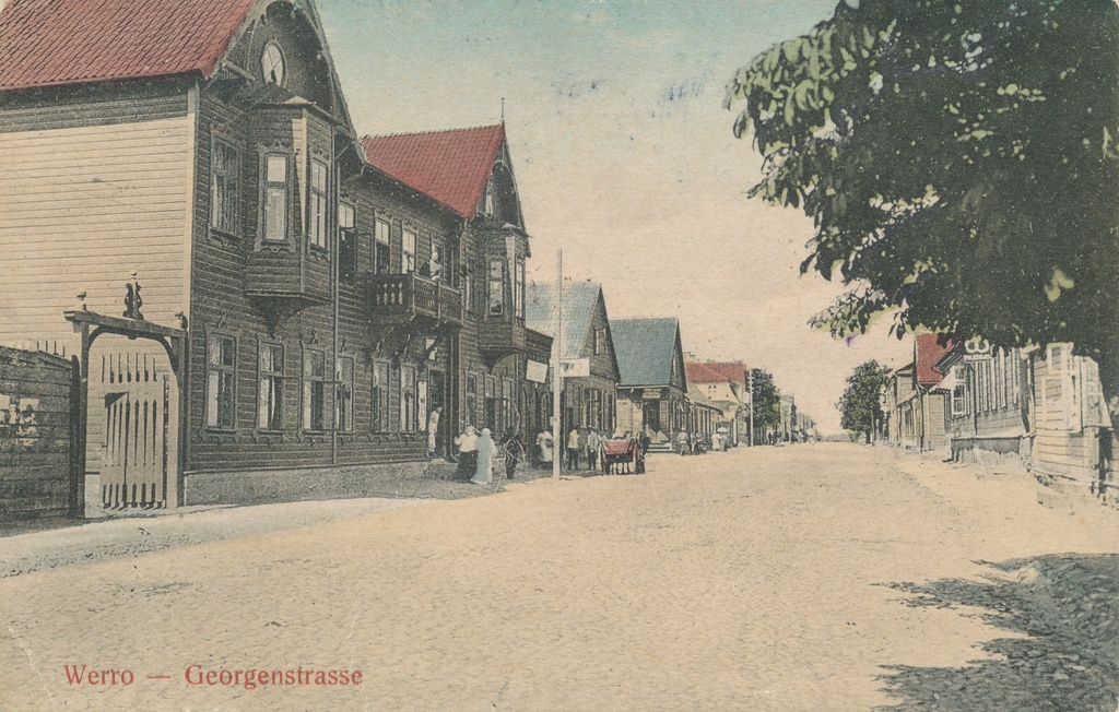 Trükipostkaart. Võru. Vaade Jüri tänavale.