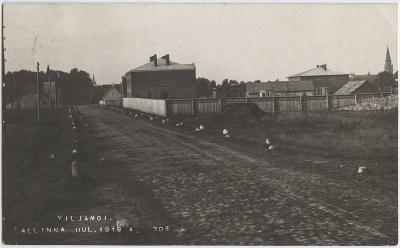 fotopostkaart, Viljandi, Tallinna tn Uue tn ja Endla tn vahel, 1919, foto J. Riet