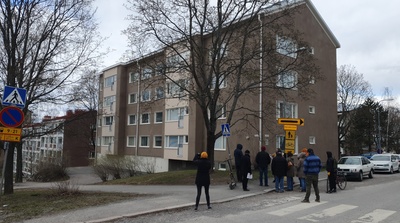 Vellamonkatu 7 - Vegankatu 10. Kiinteistö on purettu 1960-luvun taitteessa. rephoto
