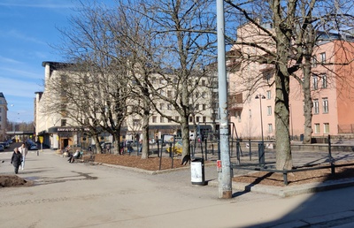Köydenpunojankatu 9a, 9b, 11, 13. Nähtynä Kalevankadulta. rephoto