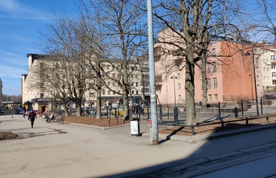 Köydenpunojankatu 9a, 9b, 11, 13. Nähtynä Kalevankadulta. rephoto
