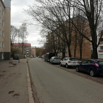 Näkymä Vellamonkatua pitkin pohjoiseen rephoto