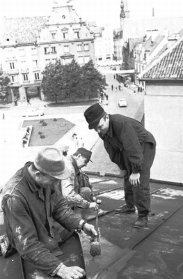 Tallinna ehitusremondi kontor. Kaljo Laursoo, Ago Liimand, Arnold Kiri.  similar photo