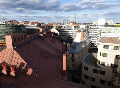 Panoraama Työväentalon tornista koilliseen rephoto