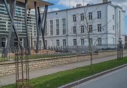 Construction of the building of the Rakvere Department of Eesti Pank, cornerstone, views. Architect Ferdinand Adoff rephoto