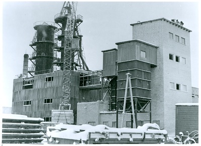 Foto. Palivere Silikatsiiditehas, vaade segusõlmele. November 1973.a. Foto: T.Kohv.  duplicate photo