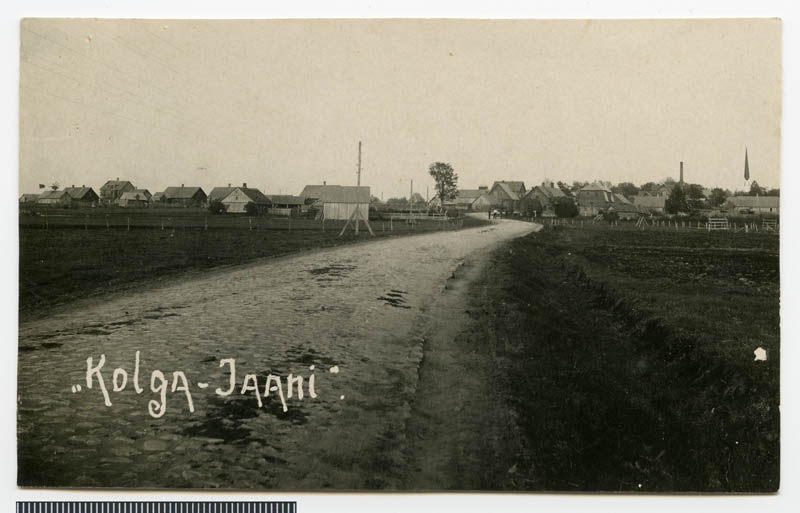 fotopostkaart, Kolga-Jaani khk, Kolga-Jaani, üldvaade, kiriku torn, u 1935