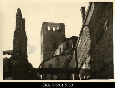 Consequences of March bombing in Tallinn: view of the tower destroyed to the Niguliste Church from Harju Street  similar photo