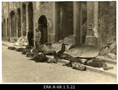 The bodies excavated by the 9th March bomb attack on Harju Street for the dead  similar photo