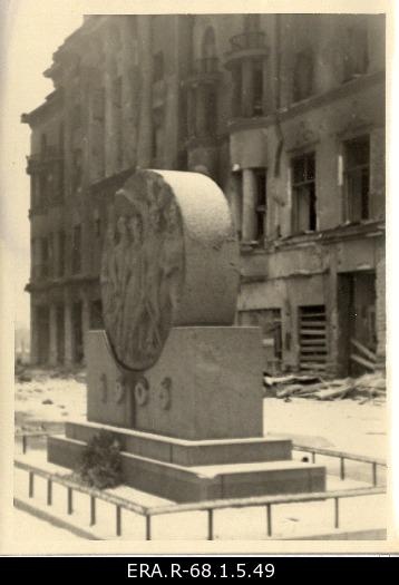 Consequences of March bombing in Tallinn: view of the "Estonia" theatre house burned"