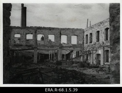 Consequences of March bombing in Tallinn: view of the building of the destroyed Luther factories on the South Street  duplicate photo