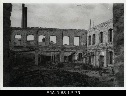 Consequences of March bombing in Tallinn: view of the building of the destroyed Luther factories on the South Street