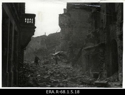Consequences of March bombing in Tallinn: view of broken buildings on Harju Street  similar photo