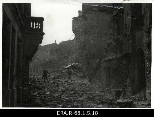 Consequences of March bombing in Tallinn: view of broken buildings on Harju Street