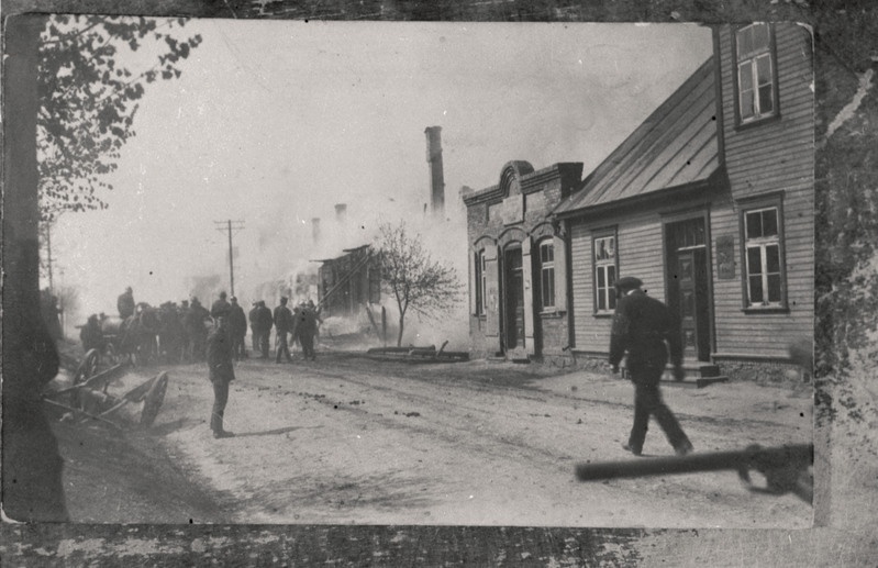 negatiiv, koopia fotost, Viljandi, tulekahju Kantrekülas, 1913