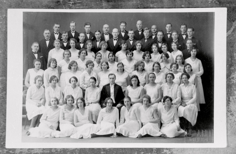 negatiiv, koopia fotost, Viljandi, seltsi Koit segakoor, dirigent Joosep Saar, 1930ndad