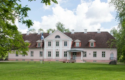 fotopostkaart, Suure-Jaani khk, Taevere-Lahmuse 6-klassiline Algkool, endine Lahmuse mõisa peahoone, u 1935 rephoto