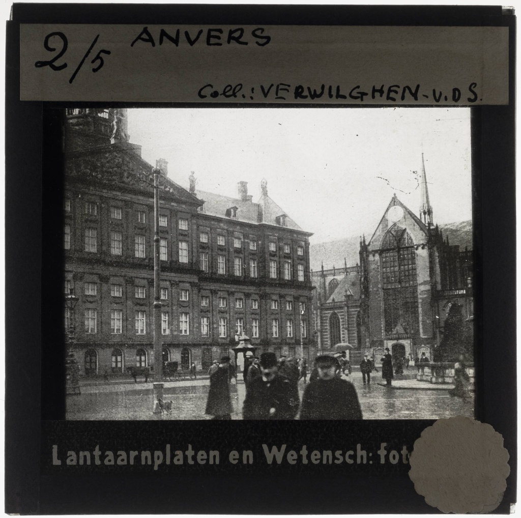 Amsterdam. Dam Palace on the Dam and the New Church - KU Leuven. Glass slides art history. Université de Louvain, between 1839 and 1939. Photographer unknown. Added information on slide. The Palace on the Dam served as town hall between 1665 and 1808. Style: Classicism (palace), Gothic (church). Creation/construction: 1648-1665 (palace), 15th century (church). Current location: Netherlands, Amsterdam, Dam. Current location:. EuroPhot. Art History. Various periods. Architecture. Building. EuroPhot. Art history. Various periods. Architecture. Building. EuroPhot. Social history. Various periods. Architecture. Building. EuroPhot. Social history. Various periods. Architecture. Building.