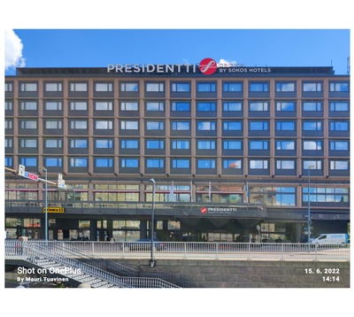 Hotelli Presidentti, Eteläinen Rautatiekatu 4 - Olavinkatu 2 - Salomonkatu 5 - Antinkatu 2. Projektisuunnittelu KRK Oy (Jaakko Kontio, Kalle Räike, Seppo Kilpiä), 1980. City-inventointi. rephoto