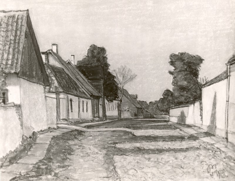 Johannes Niemeyer. Tänav Kuressaares. Pastell. 1943