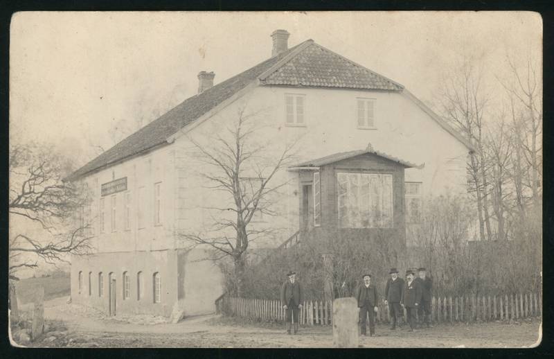 fotopostkaart, Paistu khk, Holstre vallamaja, 5 meest, u 1915