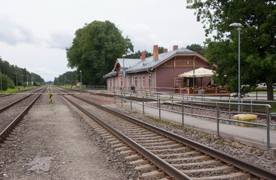 värviline trükipostkaart, Tartumaa, Elva raudteejaam, u 1910, kirjastaja J. Jaik rephoto