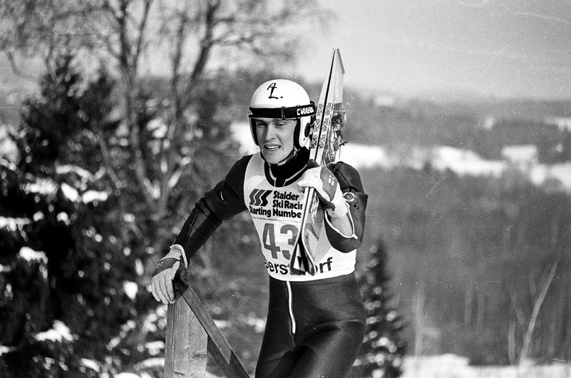 Suusakahevõistleja Allar Levandi 1987. aasta põhja suusaalade maailmameistrivõistlustel Oberstdorfis
