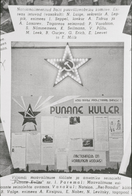 negatiiv, Viljandi Maavalitsus, tööliste ja ametnike seinaleht Punane Kuller, 1940