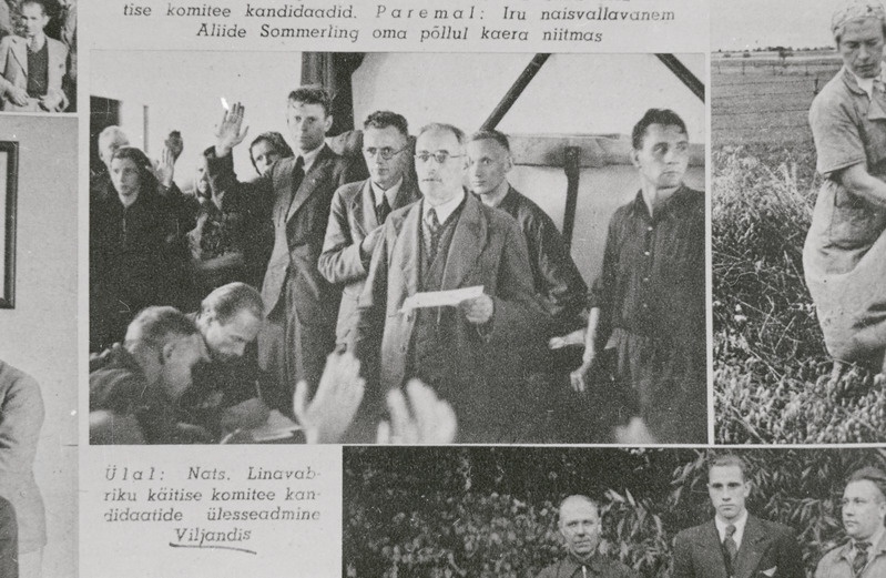 negatiiv, (natsionaliseeritud) Viljandi Linavabrik, käitiskomitee kandidaatide ülesseadmine,  1940. sügis