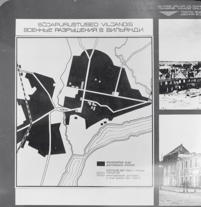 negatiiv, Viljandi, sõjapurustused, kaart, 1944