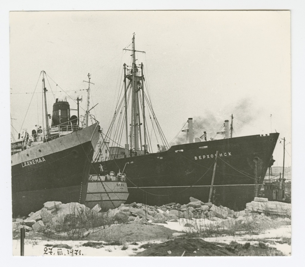 Foto. Laevad "Läänemaa", "Gerd" ja "Verhojansk" Tallinna uues Kalasadamas.
27.03.1971