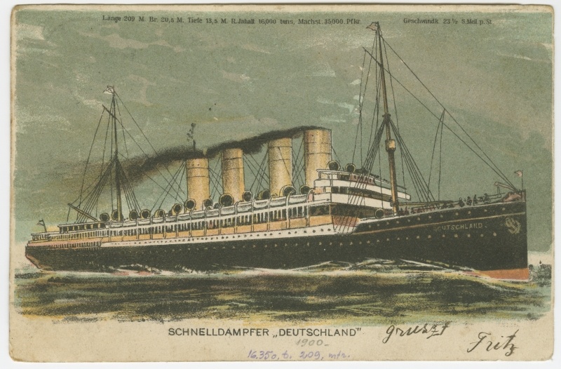 Hamburg-Amerikanische Packetfahrt-Actien-Gesellschaft (HAPAG)'i kiiraurik "Deutschland"