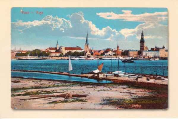 Postkaart. Riia. Jahtklubi sadam Āgenskalnsi lahes.
1914