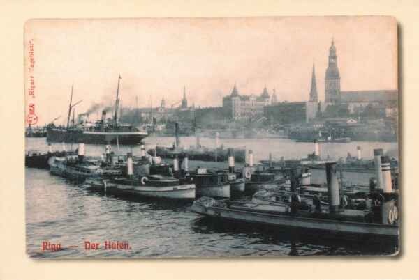 Postkaart. Puksiirid Riia sadamas