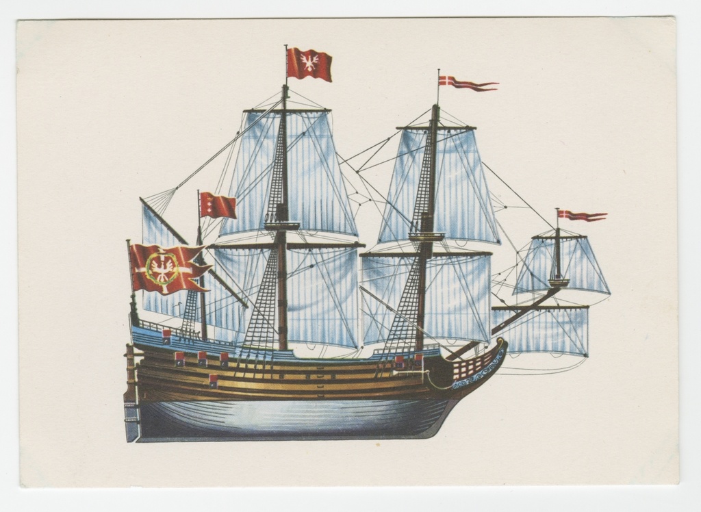Postkaart. Hollandi fleuti (1675) värviline joonistus