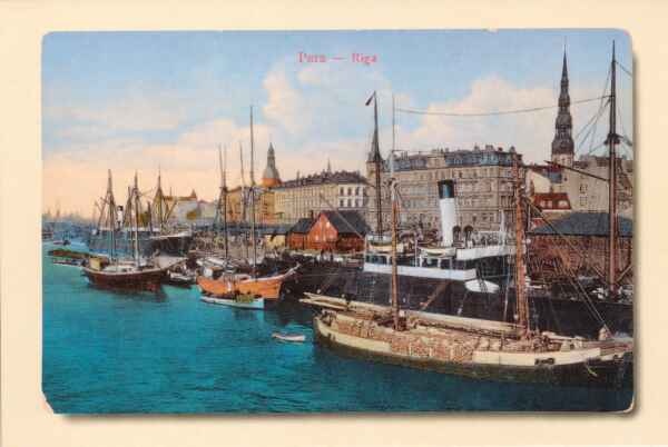 Postkaart. Laevad Riia sadamas