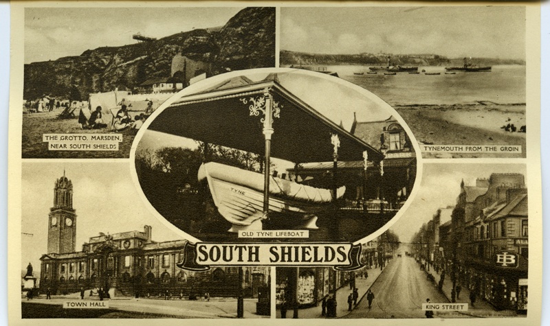 Viievaateline postkaart South Shieldsi vaadetega