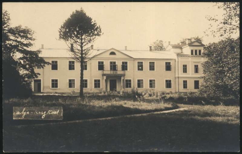 fotopostkaart, Halliste khk, Abja mõisa peahoone majapidamiskool'ina, u 1930
